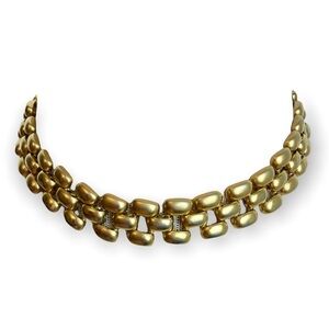 Erwin Pearl Pin P.E.P Signed Vintage Gold Choker Necklace Chunky Statement